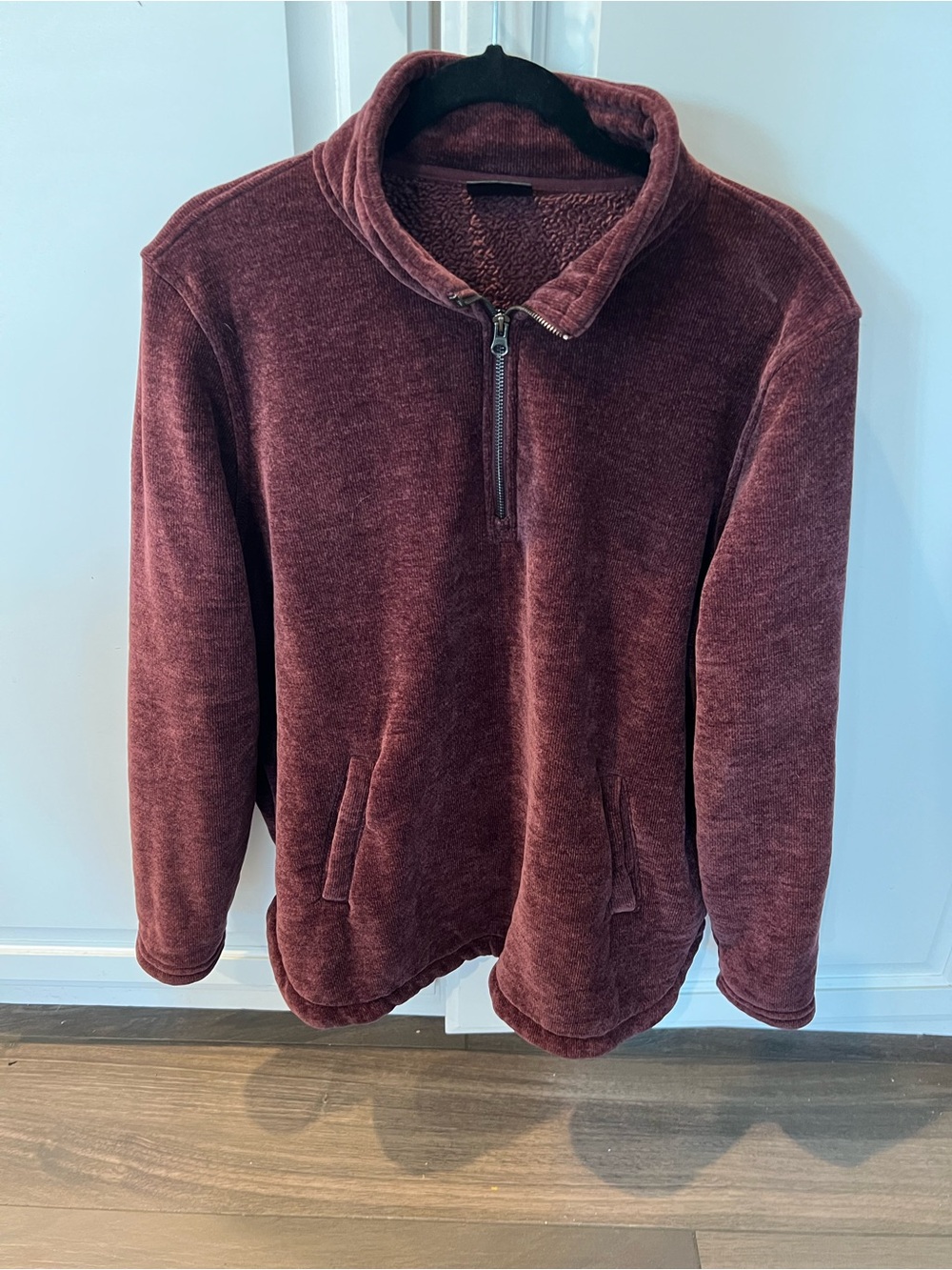 32 Degrees Women's Zip-Up Sherpa Pullover - Burgundy Plum